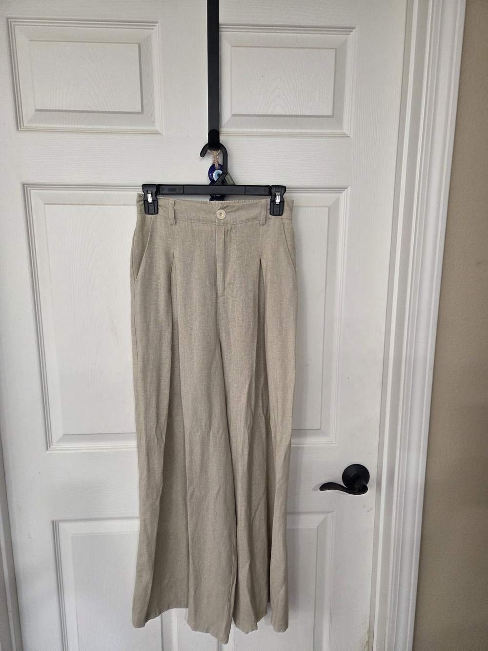 Source Unknown Linen Beige Wide-Leg Trousers
